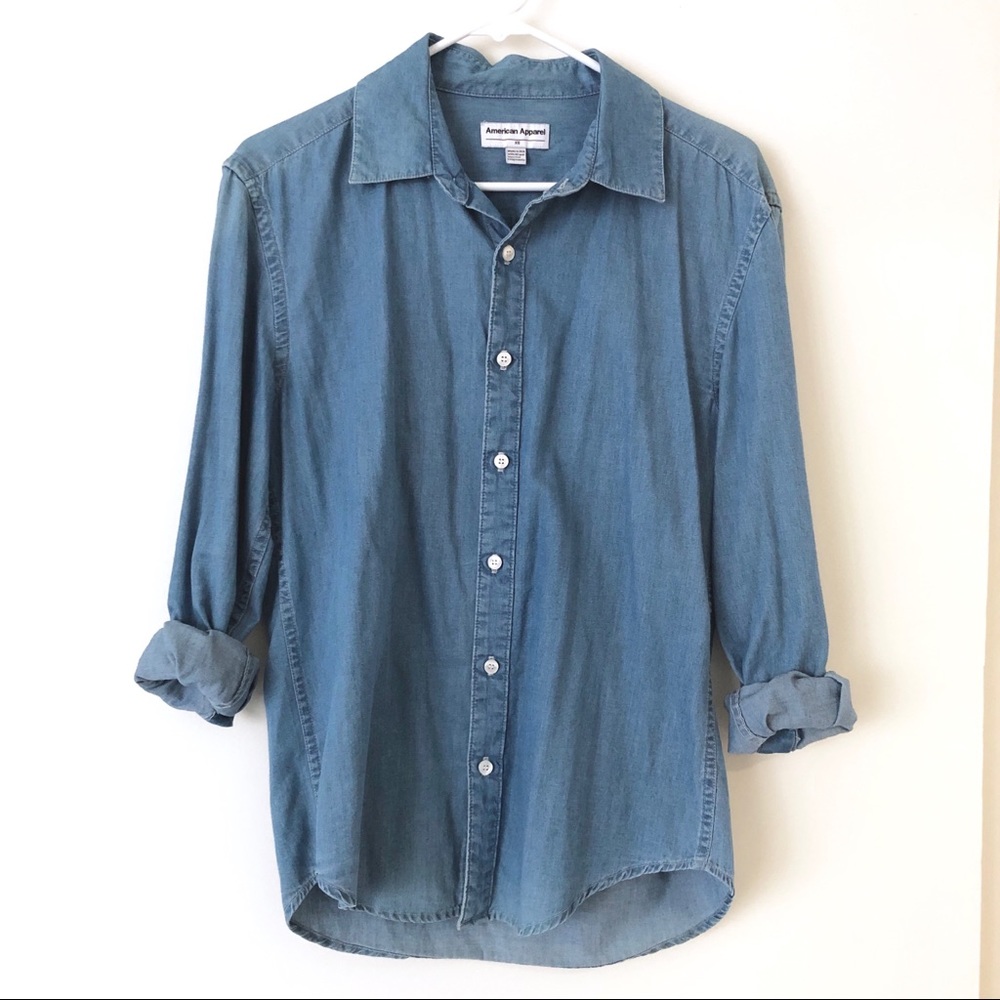 American Apparel Blue Denim Button Down Shirt